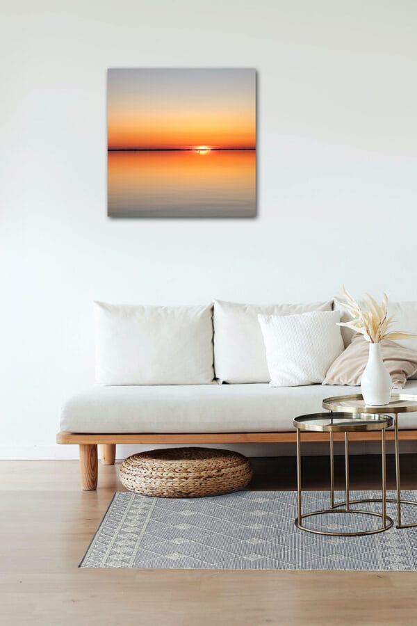 Stille Balance – Zen-Wandbild mit minimalistischem Sonnenuntergang